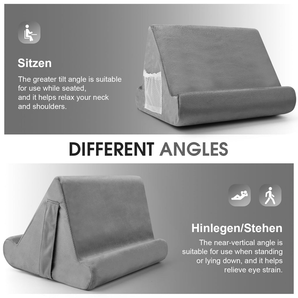 Sttargxing Tablet Stand Multi-Angle Tablet Pad Stand Lazy Holder Stand Soft Pad Stand Tablet Cushion Stand with Net Pocket & Random Color Stands for Lap - Grey view 8