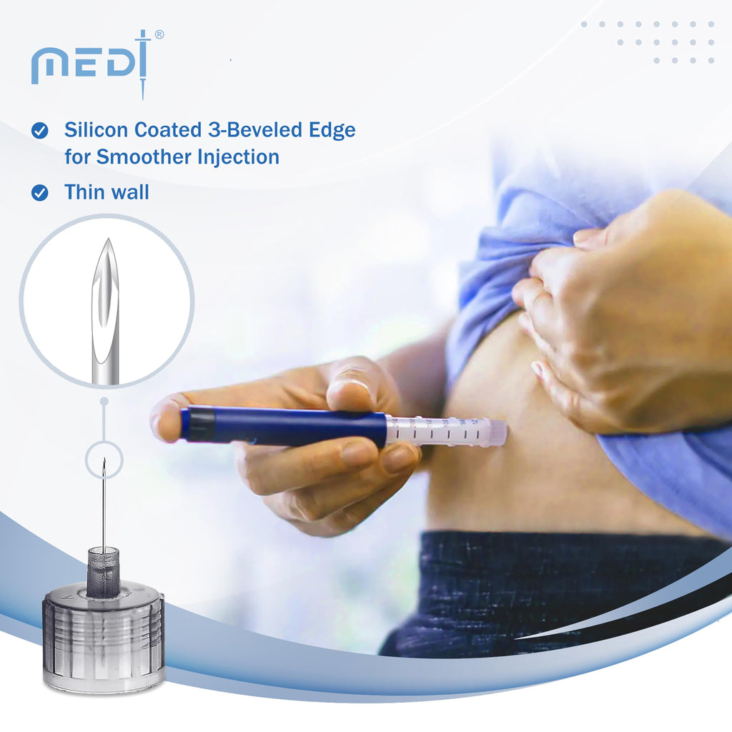 Medt Fine Insulin Pen Needles 32G 4mm - 48 Boxes of 100 Ct Bulk (Pack of 48)
