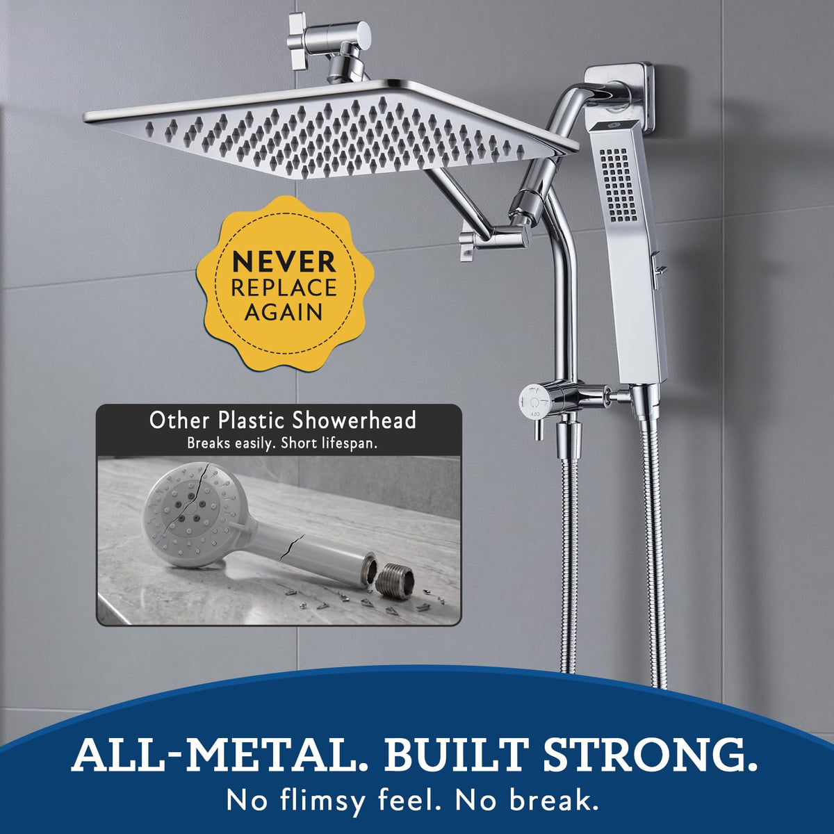 G-Promise Inch All Metal Rain Shower Head with Handheld
