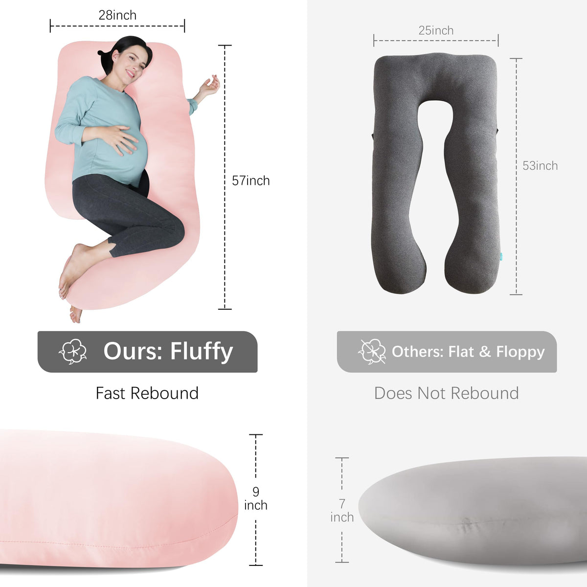 MOON PARK Pregnancy Pillows for Sleeping - U Shaped Full Body Maternity Pillow with (additional view 6)