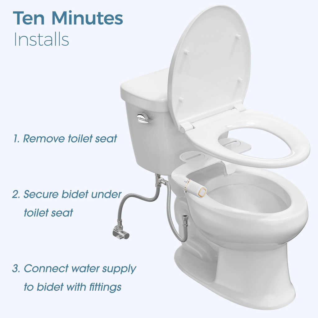 BIGCOW Ultra-Slim Bidet Attachment for Toilet - Dual Nozzle (Frontal & Rear Wash) with Adjustable Cold Water Pressure