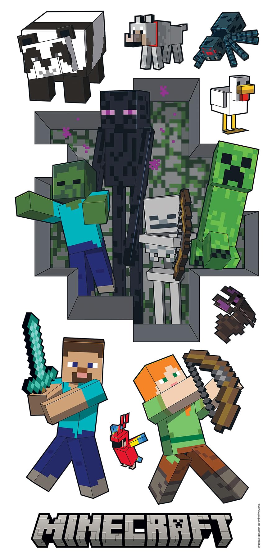 Minecraft Hostile Mobs Peel and Stick Wall Decals by RoomMates