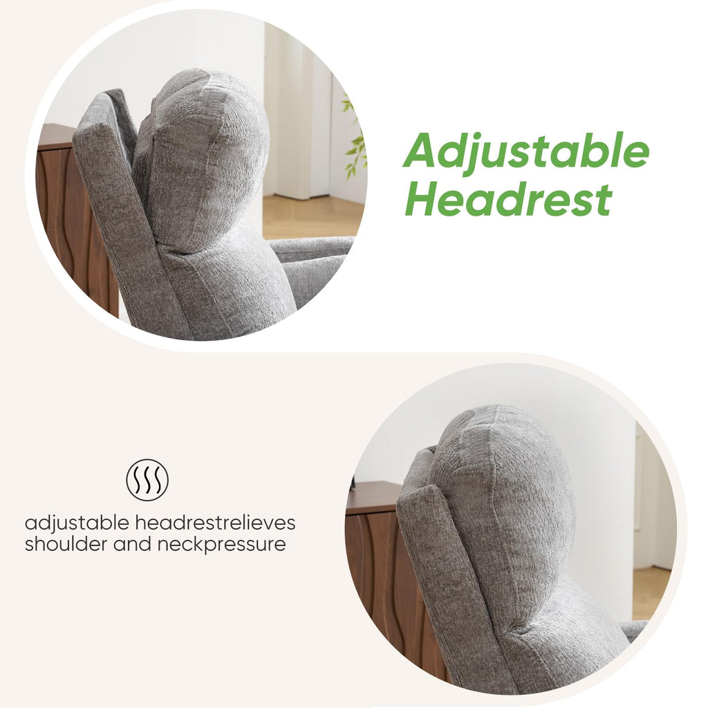 Rhevoy Oversized Power Recliner with Massage and Heat, Swivel Rocker Recliner with Adjustable Headrest, Glider Recliner