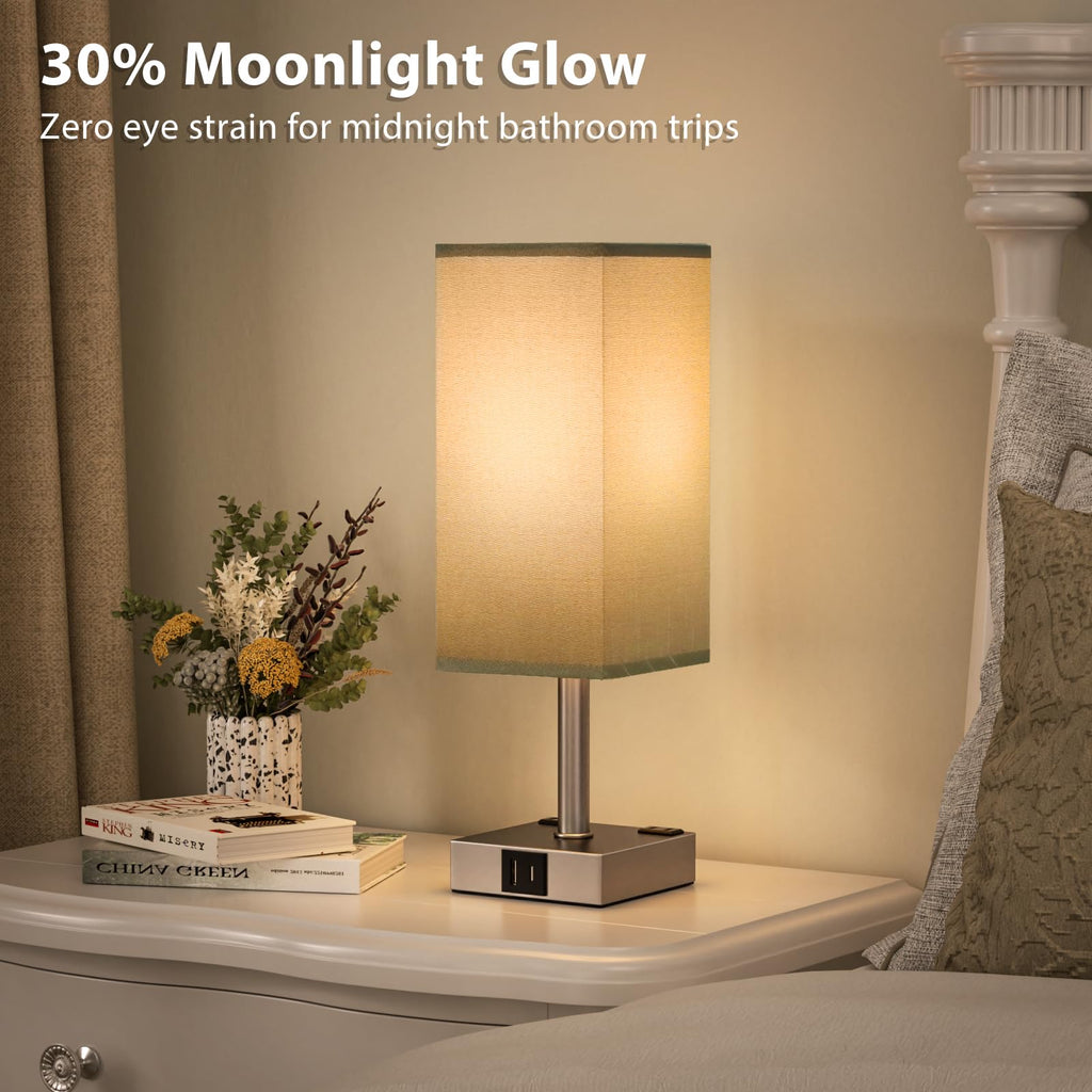 aooshine Set of 2 Touch Lamps with USB-C Port - Grey Shade-Grey Base view 5