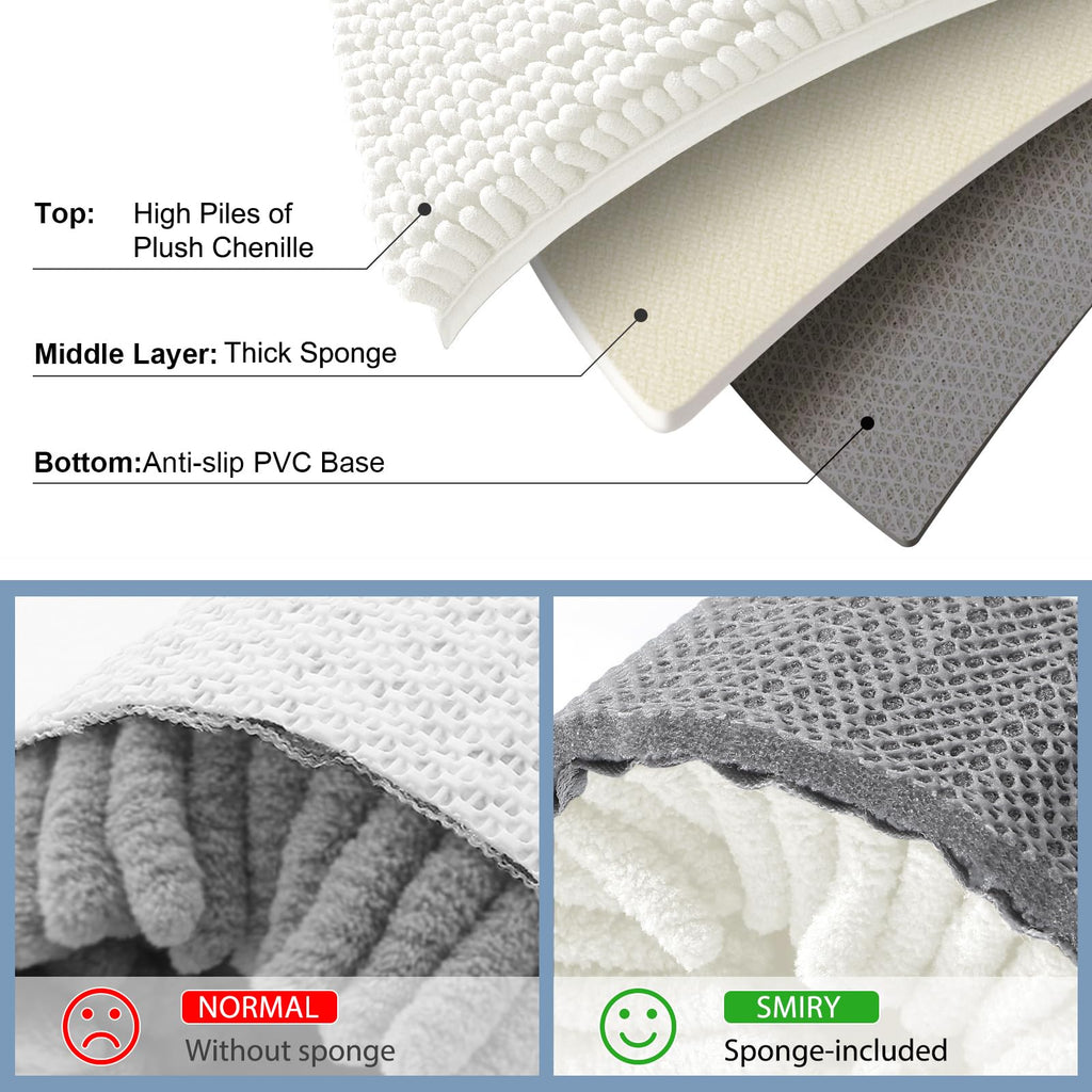 Smiry Bathroom Rugs 44X32, Luxury Chenille Extra Soft Absorbent Bath Mat (YSDD002) (Pack of 2)