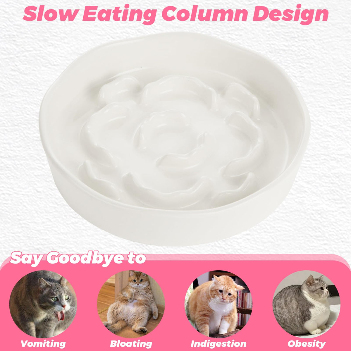 Ghligna 4Pcs Ceramic Cat Slow Food Feeder, 6 Inch Slow Feeder for Small Dogs, Cat Food (additional view 3)