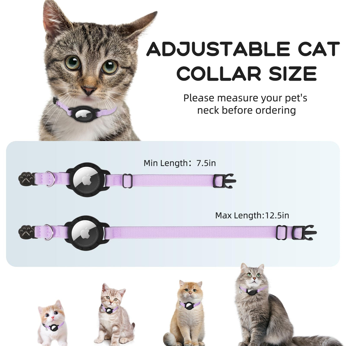 AirTag Cat Collars, Stretchy Collar