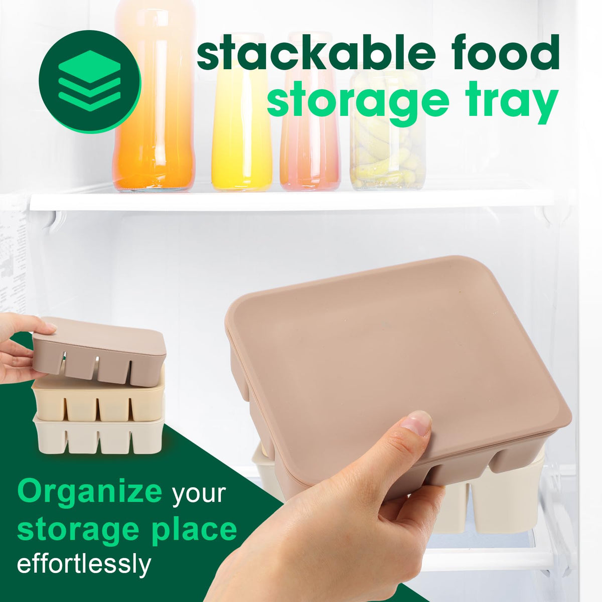 3 Pack Baby Food Freezer Tray with Lids - White, Yellow, Brown view 6