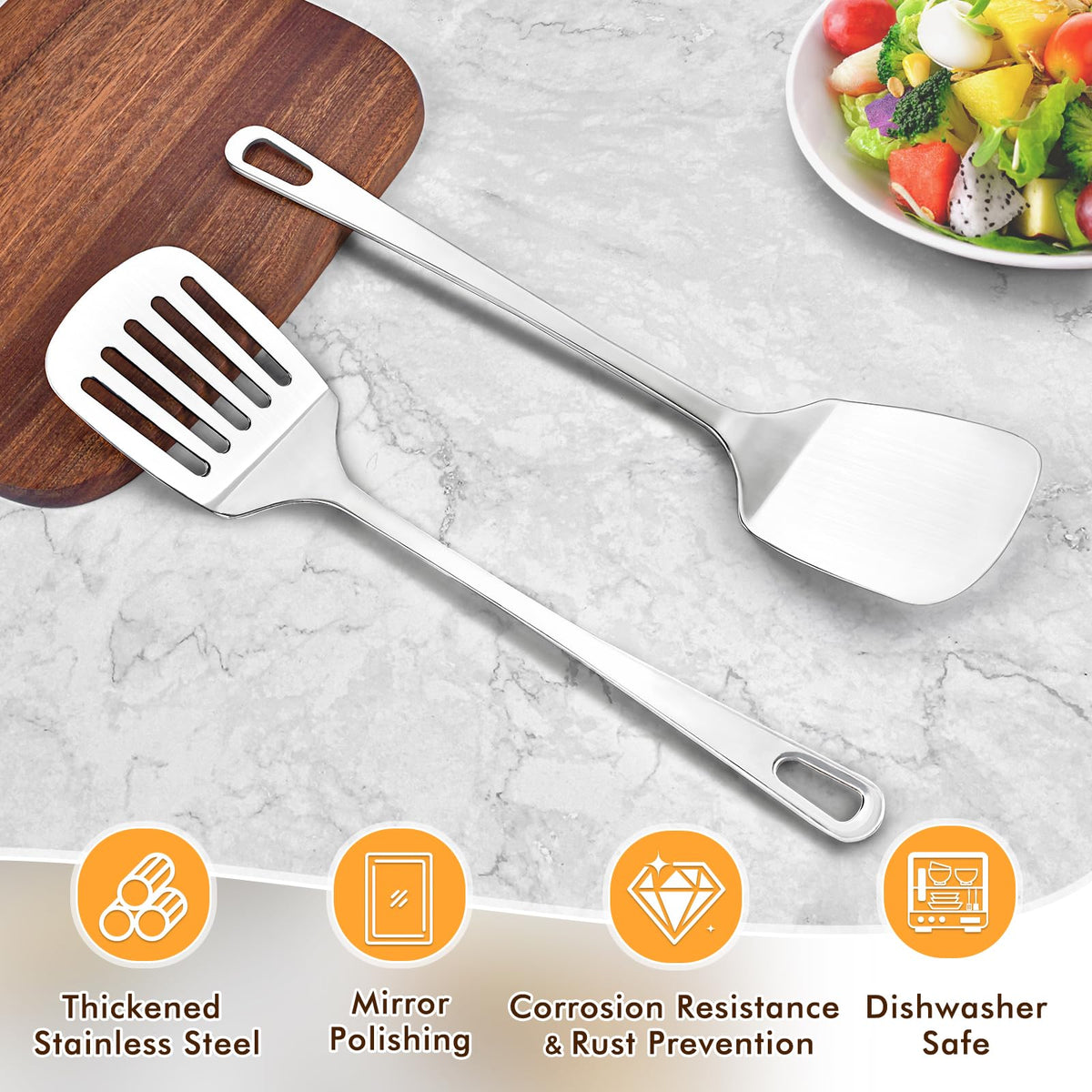 MemoGem Stainless Steel Spatula Set, Metal Solid & Slotted Turner - 1PC -Slotted Spatula view 1