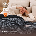 Bedsure Faux Fur Heated Blanket Full Size, Tie-Dye Electric Blanket, – Black (BS-300B)