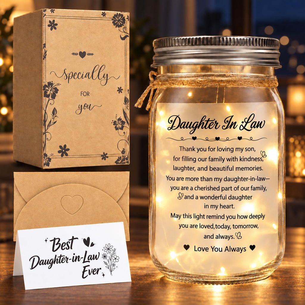 Daughter-in-Law Mason Jar Night Light, Birthday Gifts for daughter-in-law