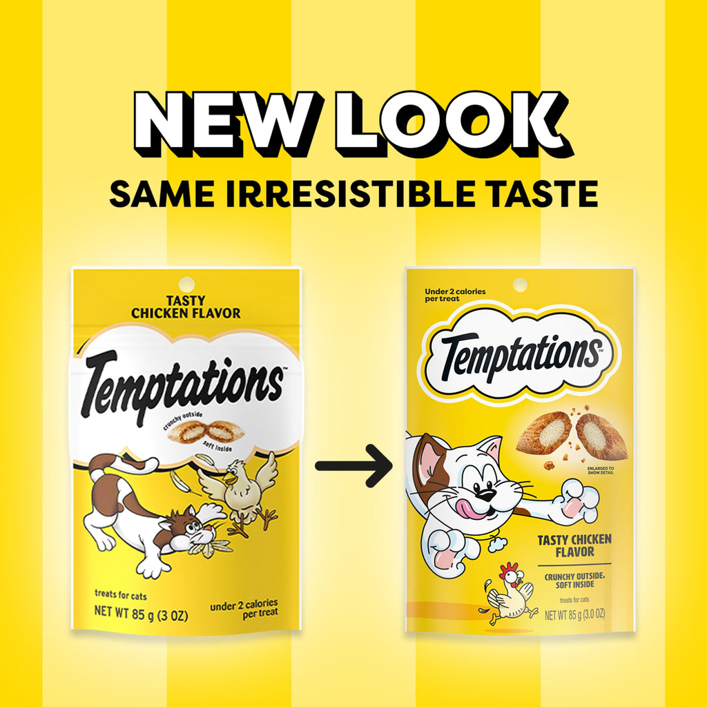Temptations Classic Crunchy and Soft Cat Treats, Tasty Chicken, 3 oz, 12pk (E7230603) (Pack of 12)