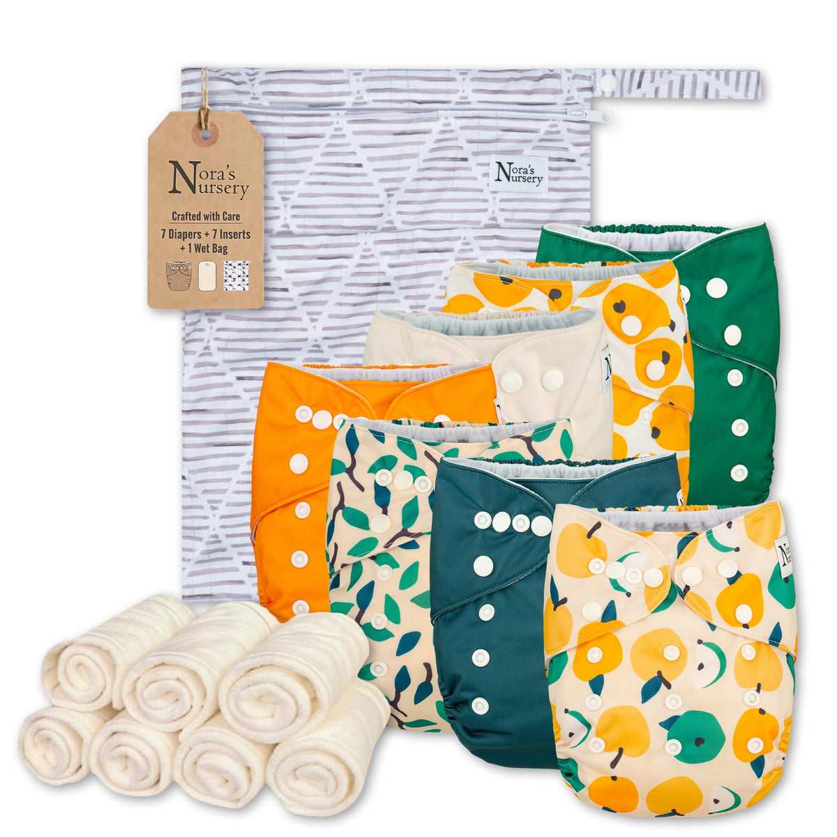 Nora's Nursery Cloth Diapers | 7 Pack | Waterproof,Reusable and Washable - Pearfect