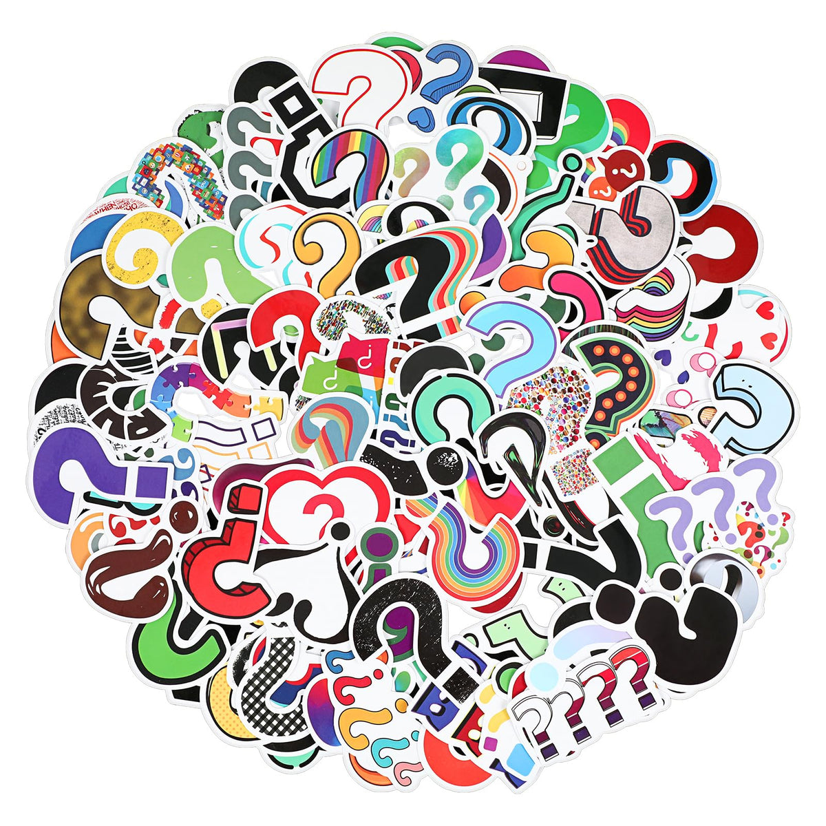 GEEHUA 120pcs Question Mark Stickers, Question Mark Waterproof Self Adhesive Vinyl Stickers for Question Marks Decal (Pack of 120)