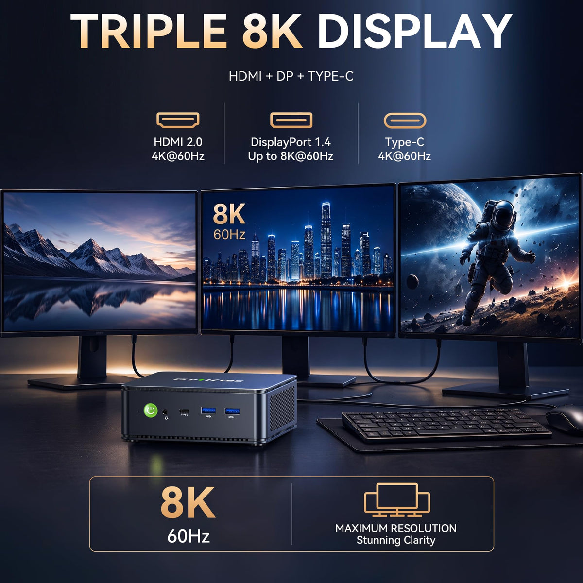 GMKtec M5S Gaming PC Mini Desktop Computer Ryzen 5400U 16GB DDR4 512GB SSD (additional view 6)