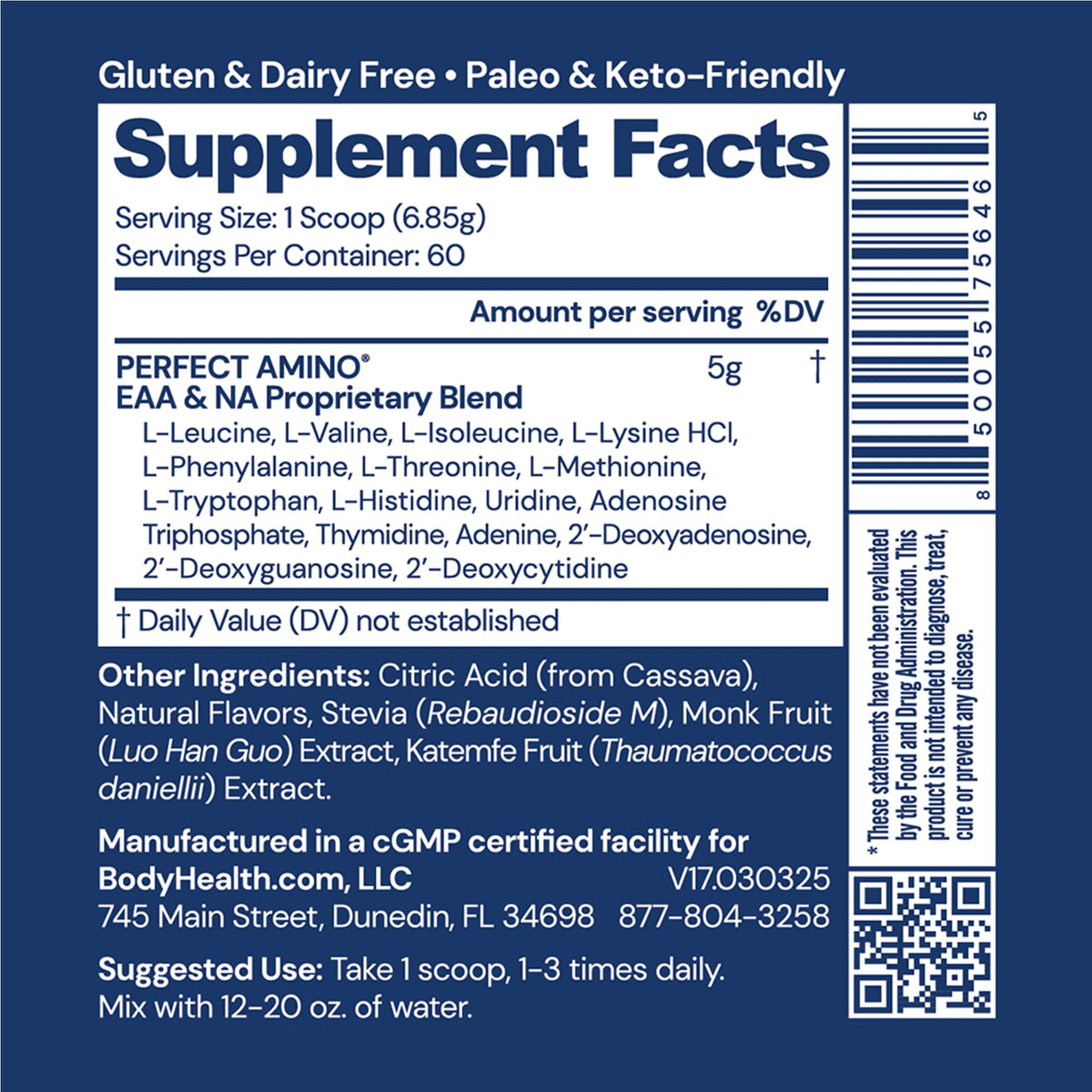 BodyHealth PerfectAmino Powder - BCAA and EAA Powder for Pre and Post Workout - Amino (additional view 1)