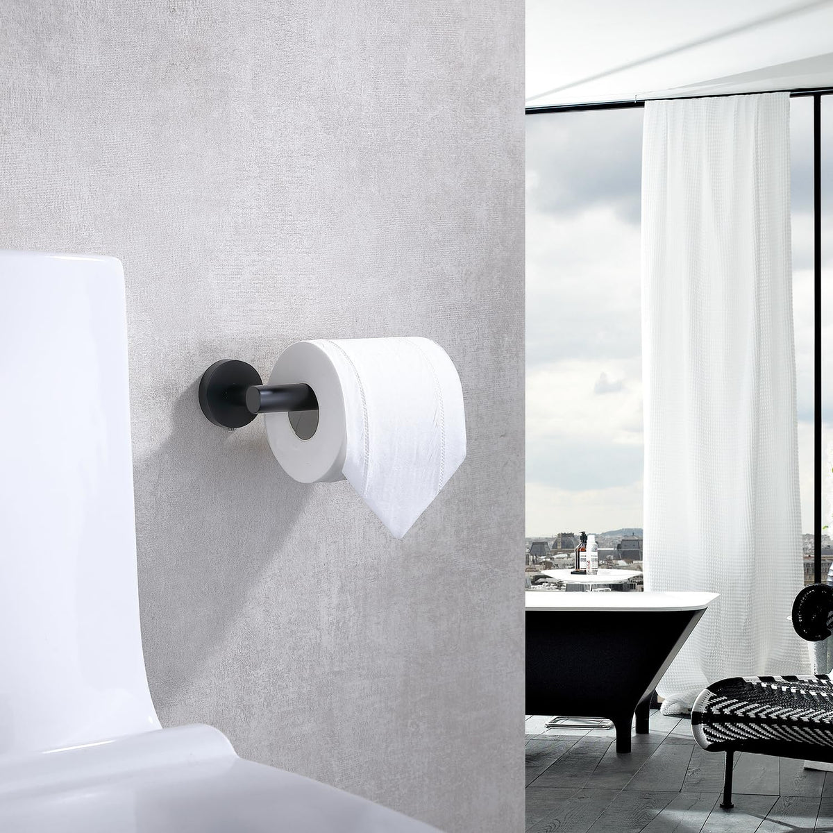 TASTOS Toilet Paper Holder SUS304 Stainless Steel Round - Matte Black / 2 view 4