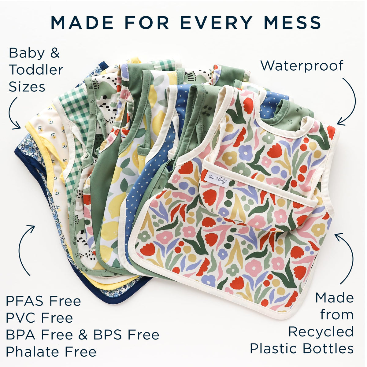 Esembly Bib for Toddler, Waterproof 2 pack - Tiny Tracks + Roar!, Size 2 (additional view 4)