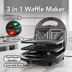 OVENTE Electric Sandwich, Panini and Waffle Maker Set, Black GPI202B (additional view 2)