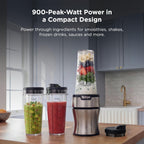 Ninja Nutri-Plus Personal Blender, 900PW, (3) 20oz Cups, Silver, BN301 (additional view 1)