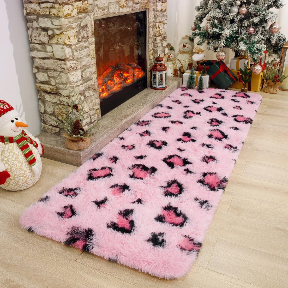 Amearea Leopard Area Rug - Pink / 2' X 6' (Runner) view 5