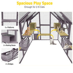 Aivituvin Catio for Multiple Cats, Large 56.54ft² Outdoor Enclosure, Weatherproof w/ 2 Bridges, 7 Trails, 2 Houses, –