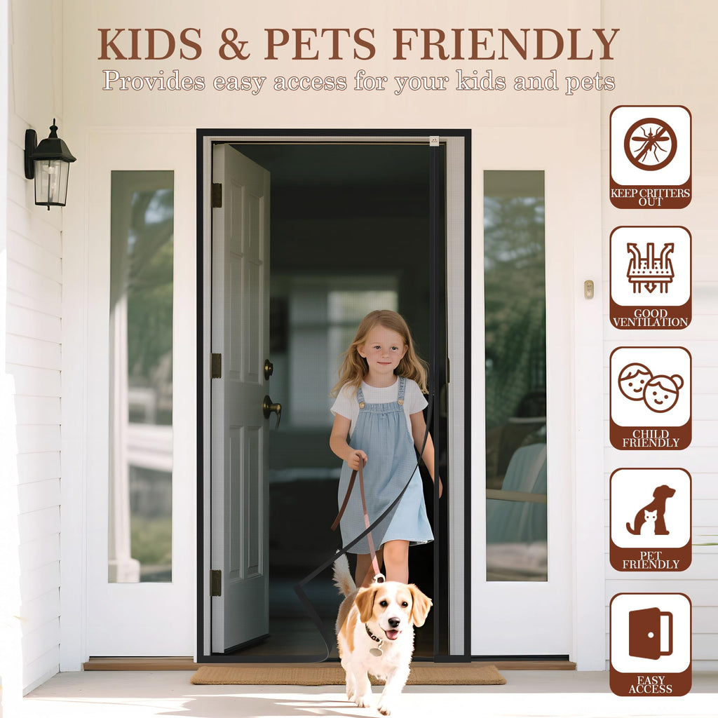Yotache Magnetic Screen Door Fits 72"x80" Doors, Reversible Side Opening