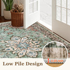 ExpediX Round Area Rug for Living Room: 6ft Boho Washable Rug – Brown Green