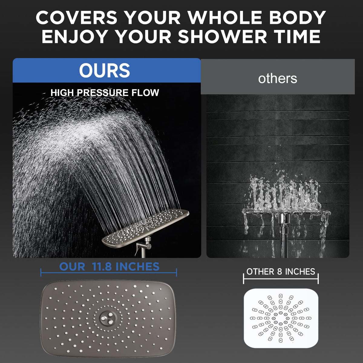 Veken Starlight 11.8" High Pressure Shower Head with Handheld, Easy Install (SHC5V417)