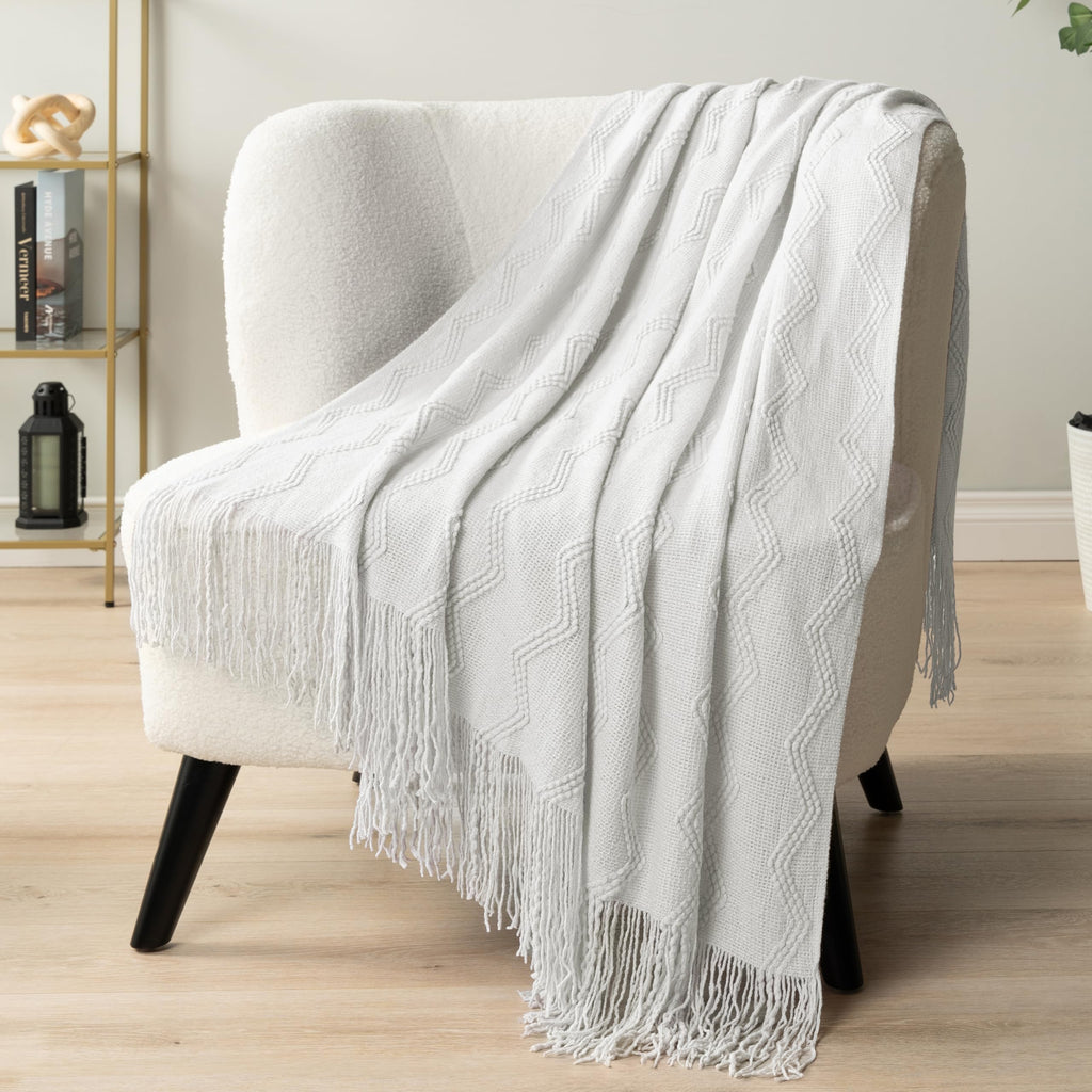 PAVILIA Knit Throw Blanket, Soft Knitted Farmhouse - White / 60 X 80 Inches - Twin view 6