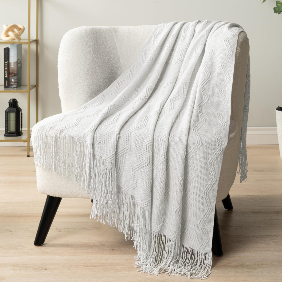 PAVILIA Knit Throw Blanket, Soft Knitted Farmhouse - White / 60 X 80 Inches - Twin view 6