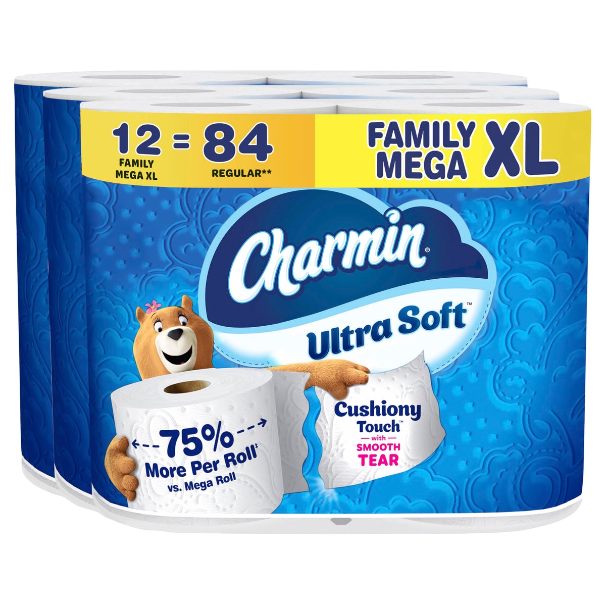 Charmin Ultra Soft Cushiony Touch Toilet Paper, 12 Family Mega XL Rolls = 84 Regular Rolls (P_15763)