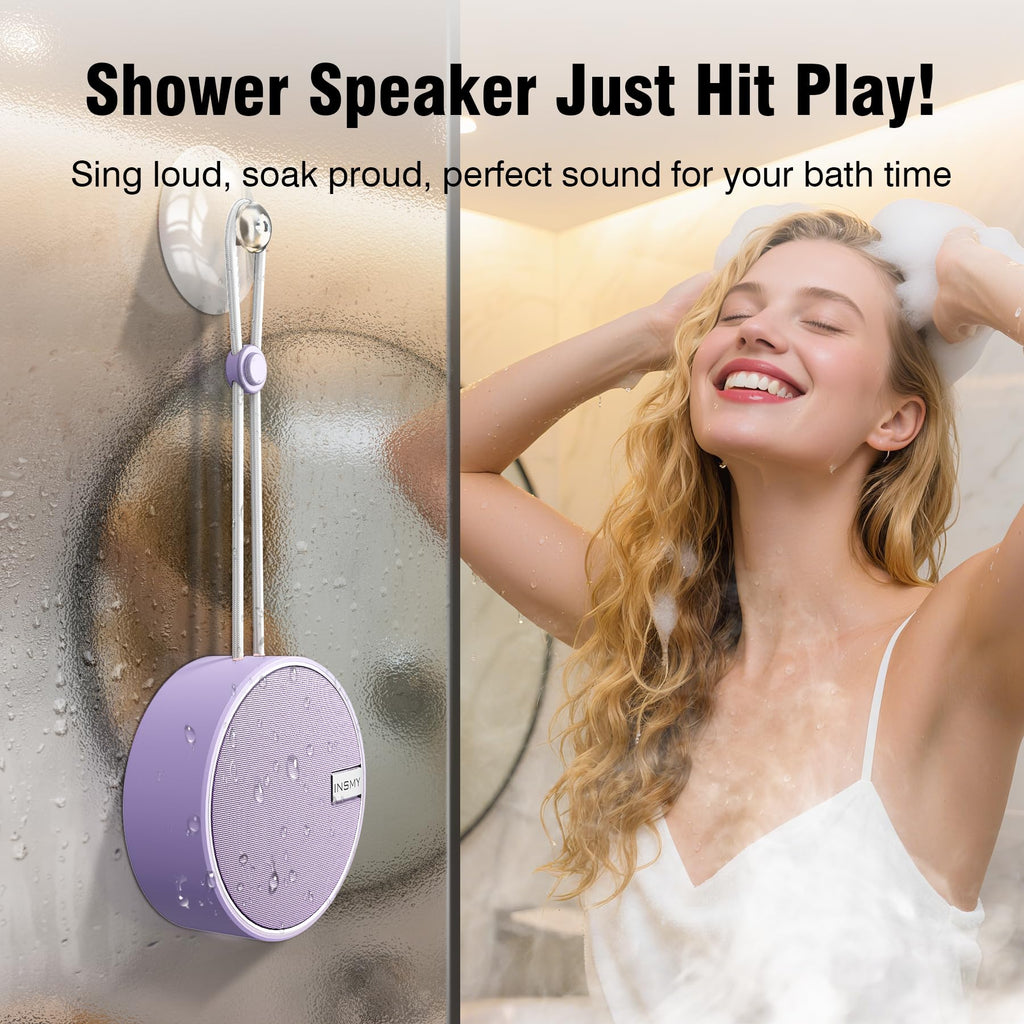INSMY C12 IP67 Waterproof Shower Bluetooth Speakers,Portable Small Speaker - Purple view 4