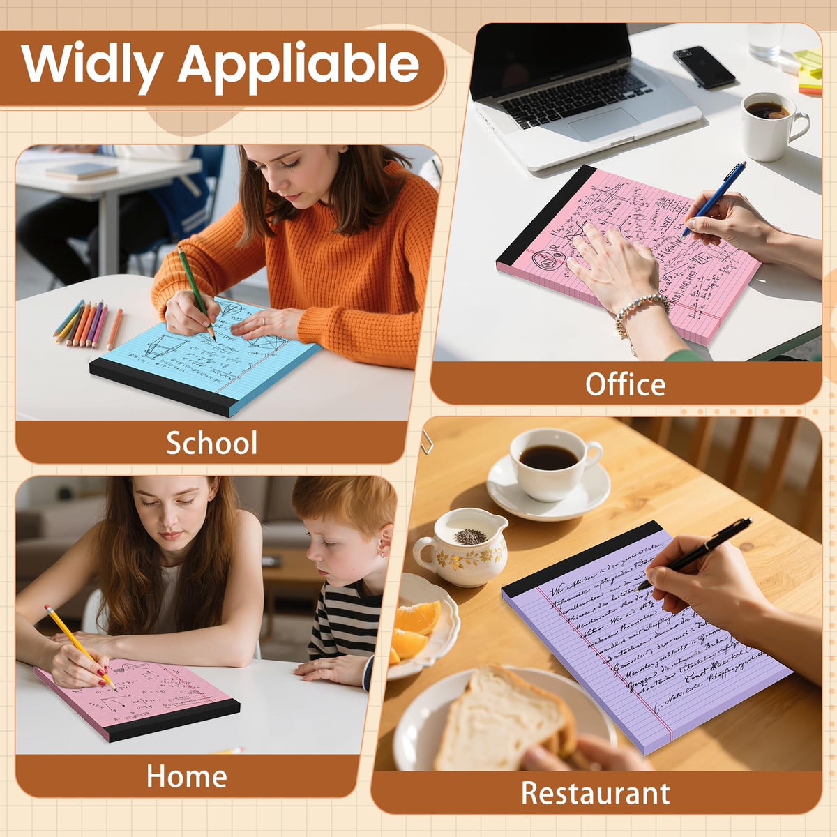 Glyanlee Legal Pads 8.5 x 11 Ruled Notepads, 50 Sheets/Pad - Multi-3colors / 3 Pack view 5