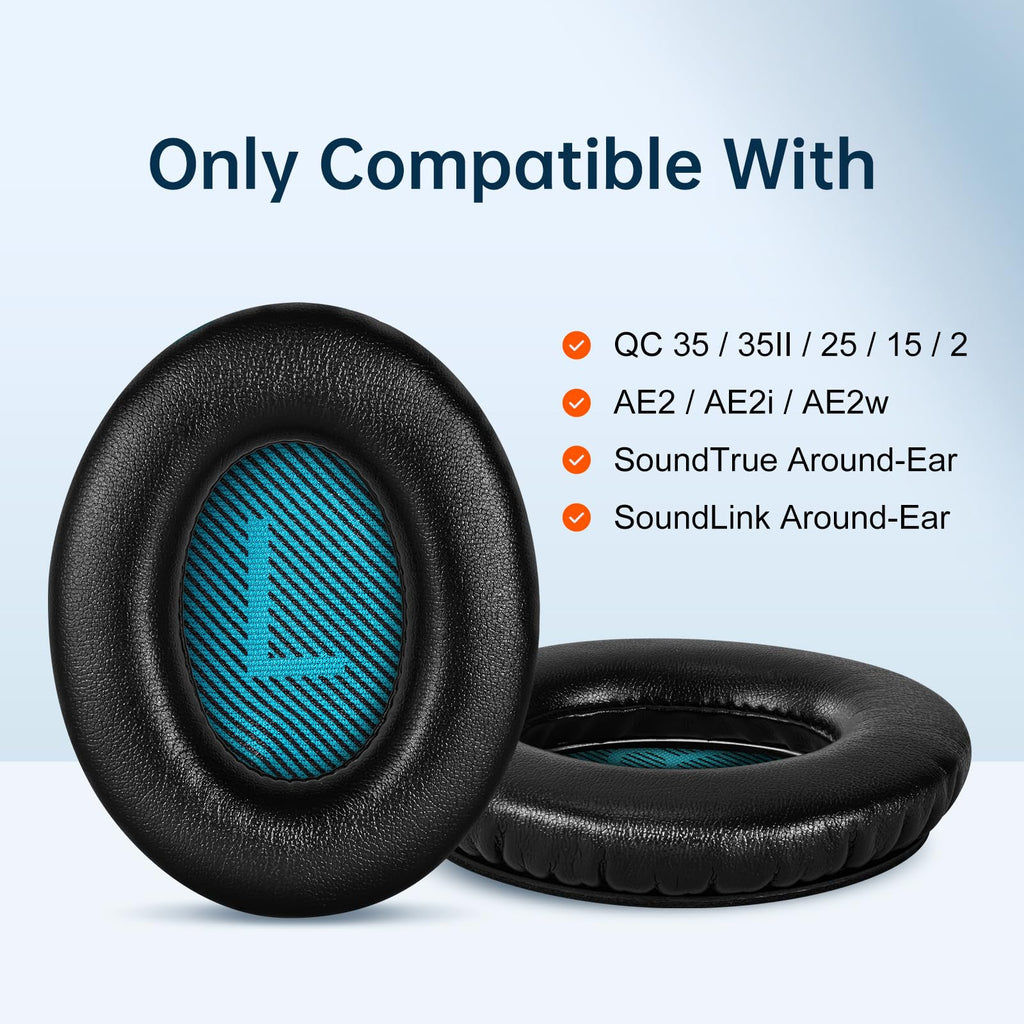 Aurivor Replacement Ear Pads for Bose QuietComfort QC35 QC25 QC15 QC2 Headphones - Black view 5