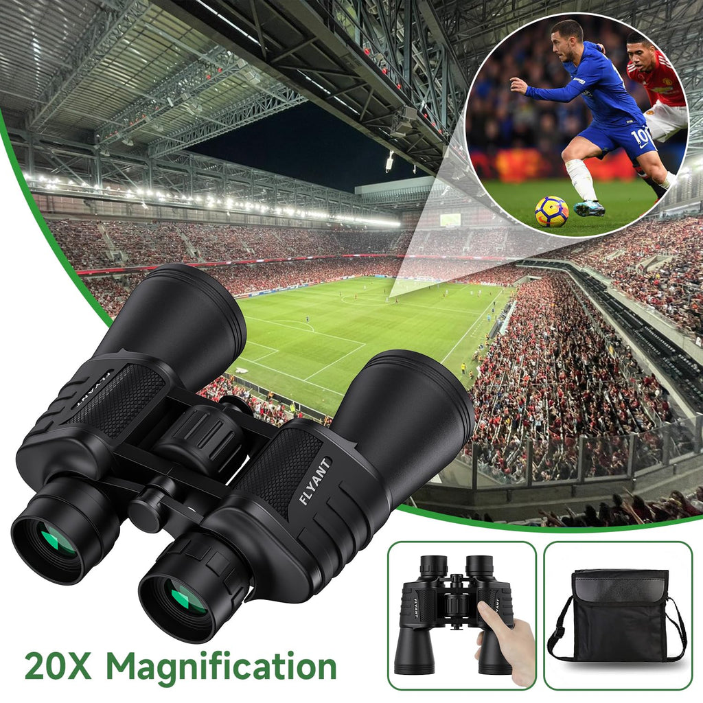 FLYANT 20x50 High Powered Binoculars for Adults, Waterproof Compact Binoculars with Low Light Vision for Bird Watching