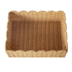 Scalloped Basket, Wicker Storage Baskets, Hand Woven Baskets for Shelves,Natural Baskets for Organizing - Light Brown / M view 8