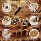 3X25 Opera Glasses with Neck Chain & Extendable Handle - Black view 2