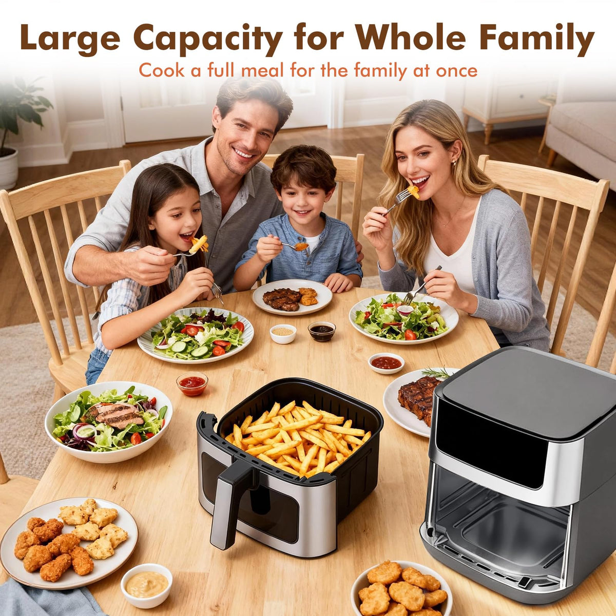 OLIXIS 6.34QT Air Fryer with Window, 8 Food Presets with 400°F Max Heat, 90-Min Timer, Nonstick Dishwasher-Safe Basket