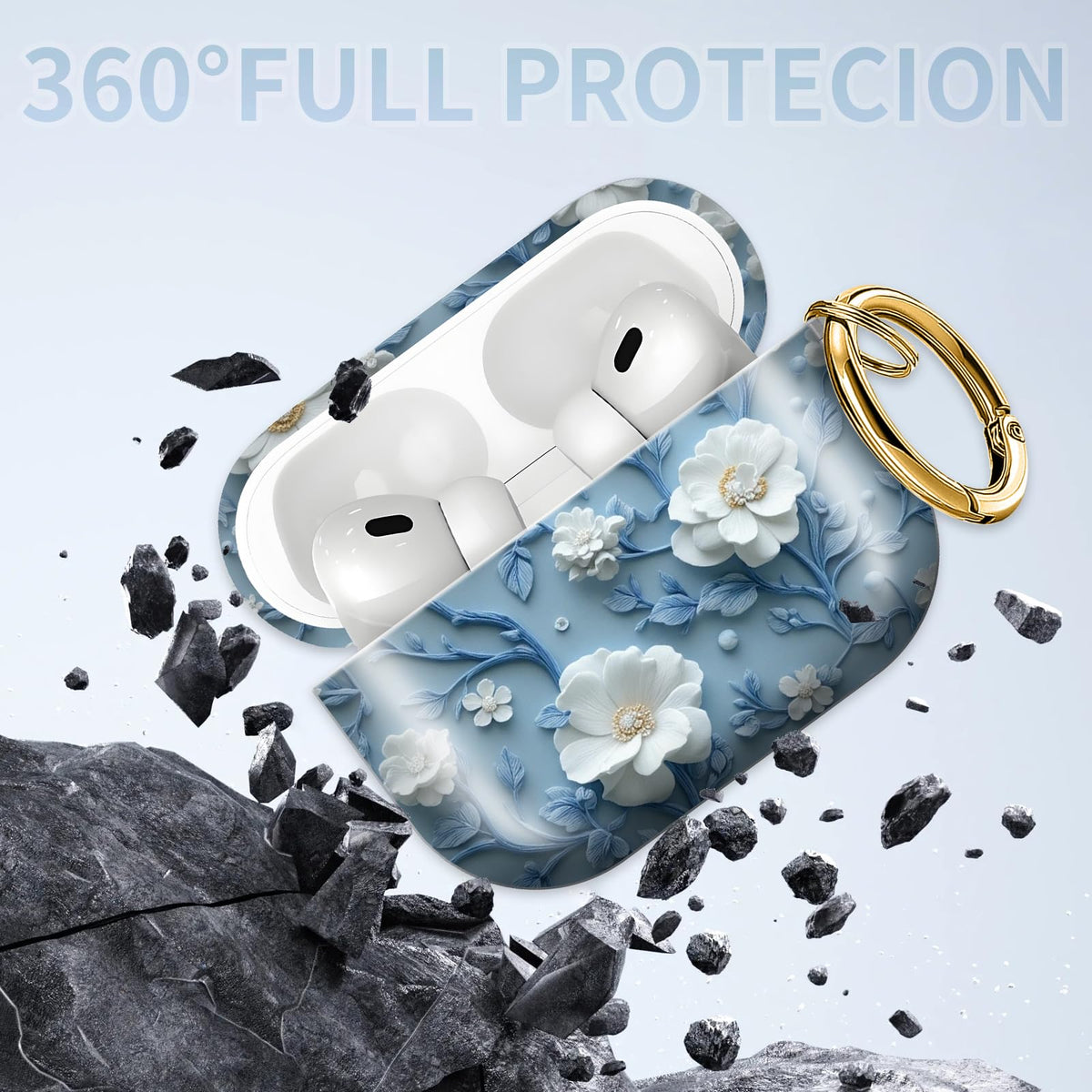 Compatible with AirPod PRO 3 2025 Shockproof Drop-Proof Wireless Earbuds Case with Keychain - Flowers 2 view 5