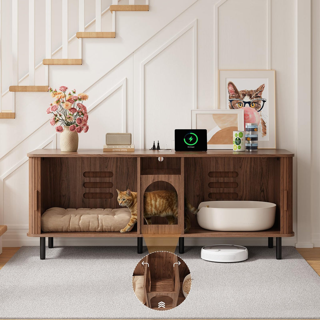 ONBRILL 65 Inches Cat Litter Box Enclosure for 2 Cats