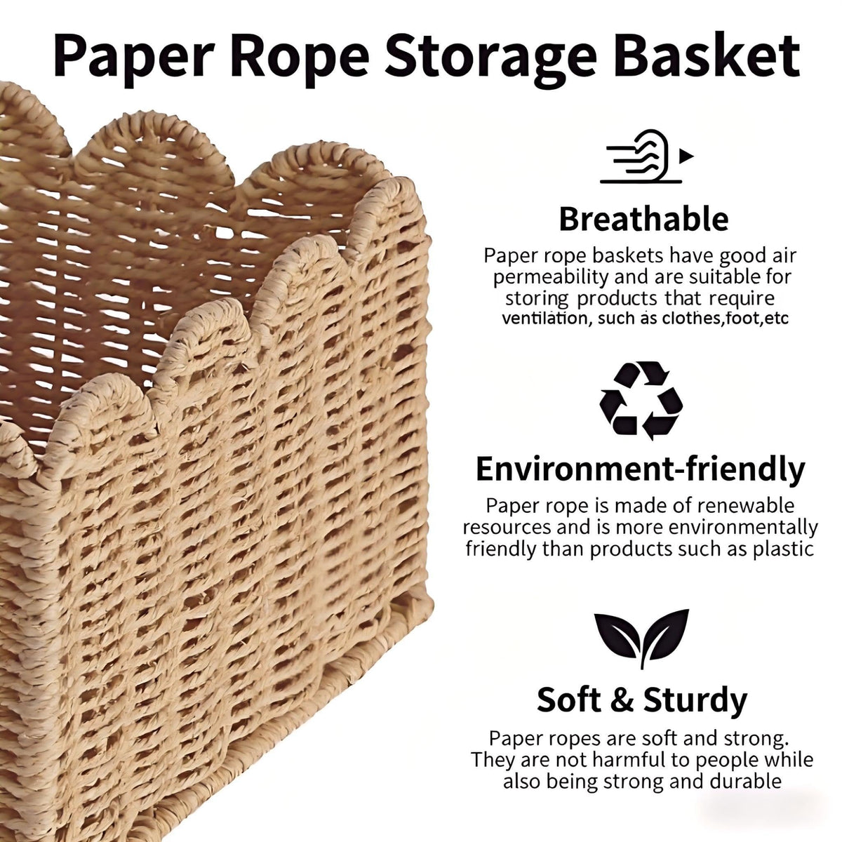 Quincry Scalloped Wicker Shelf Basket - view 3