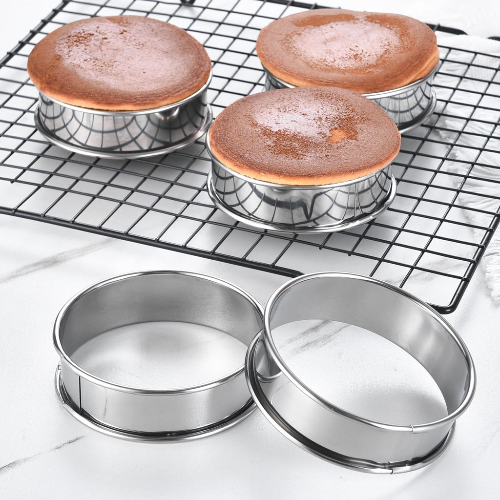 DATANYA 16Packs English Muffin Rings Crumpet Rings 4 inch Stainless Steel Double Rolled Tart Rings 4 inch & 3.15 inch (Pack of 17)