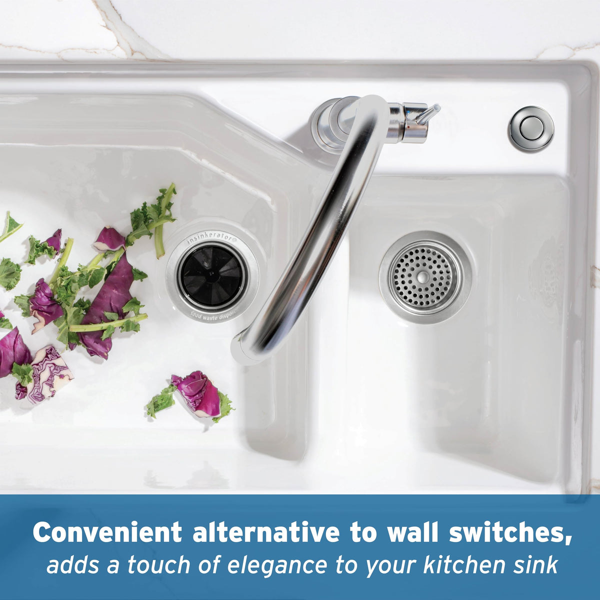 InSinkErator Air Switch SinkTop Decorative Button - Chrome view 2