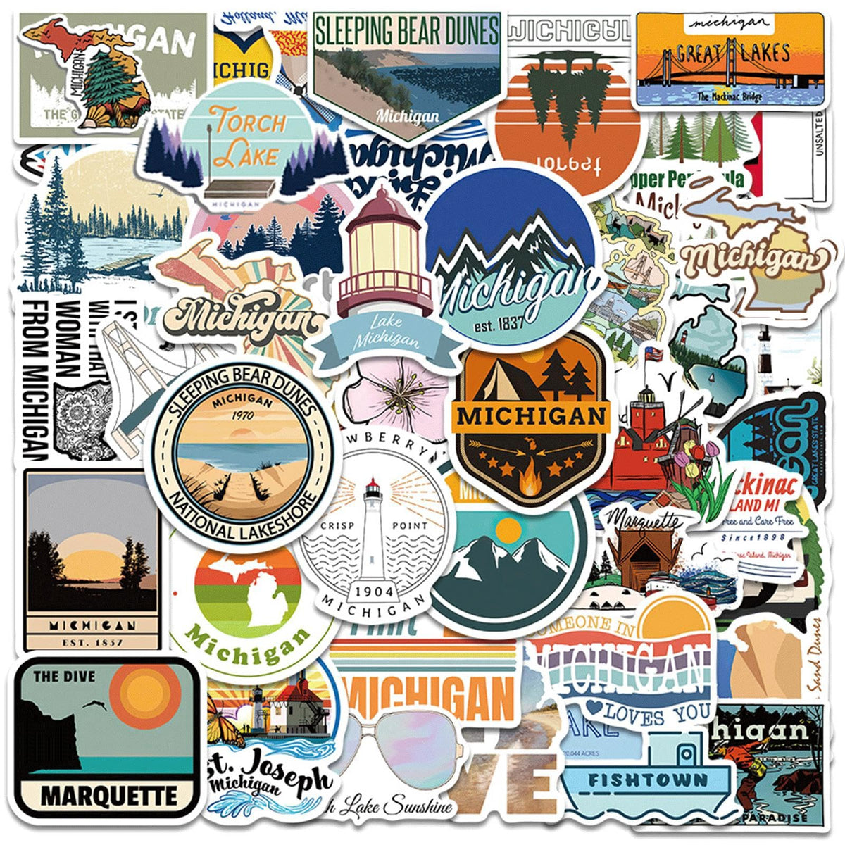 100PCS Michigan State Stickers,Cool Travel Stickers,Waterproof Vinyl Stickers for Water