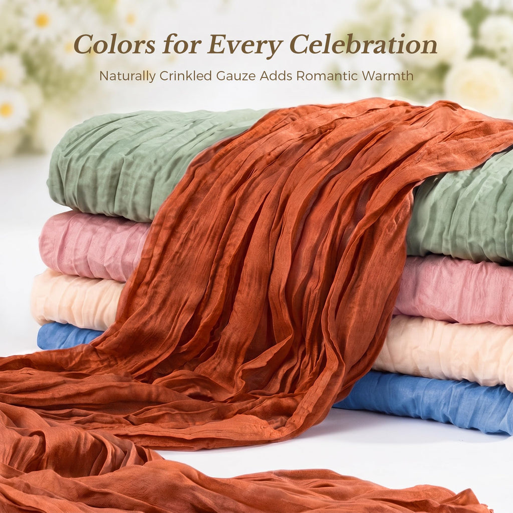 Goodluck Cheesecloth Table Runner 35x120 Inch Boho Gauze Table Runner - Terracotta view 5