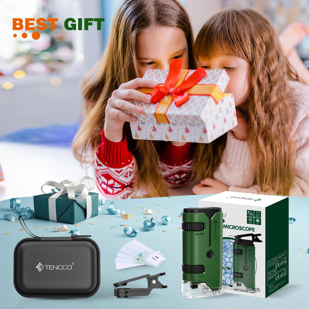 100x-250x Mini Pocket Microscope for Kids Adults - Green view 6