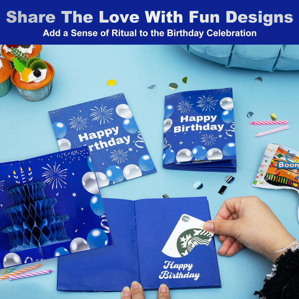 Marhpveua 6 Slots 3D Honeycomb Birthday Money Card Holder - Blue view 4