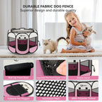 Siedihit Sieidihit Dog Cat Pet Playpen Puppy Crate Cage Indoor Outdoor, – Small Pink (SDUS1P1CWAG30S)