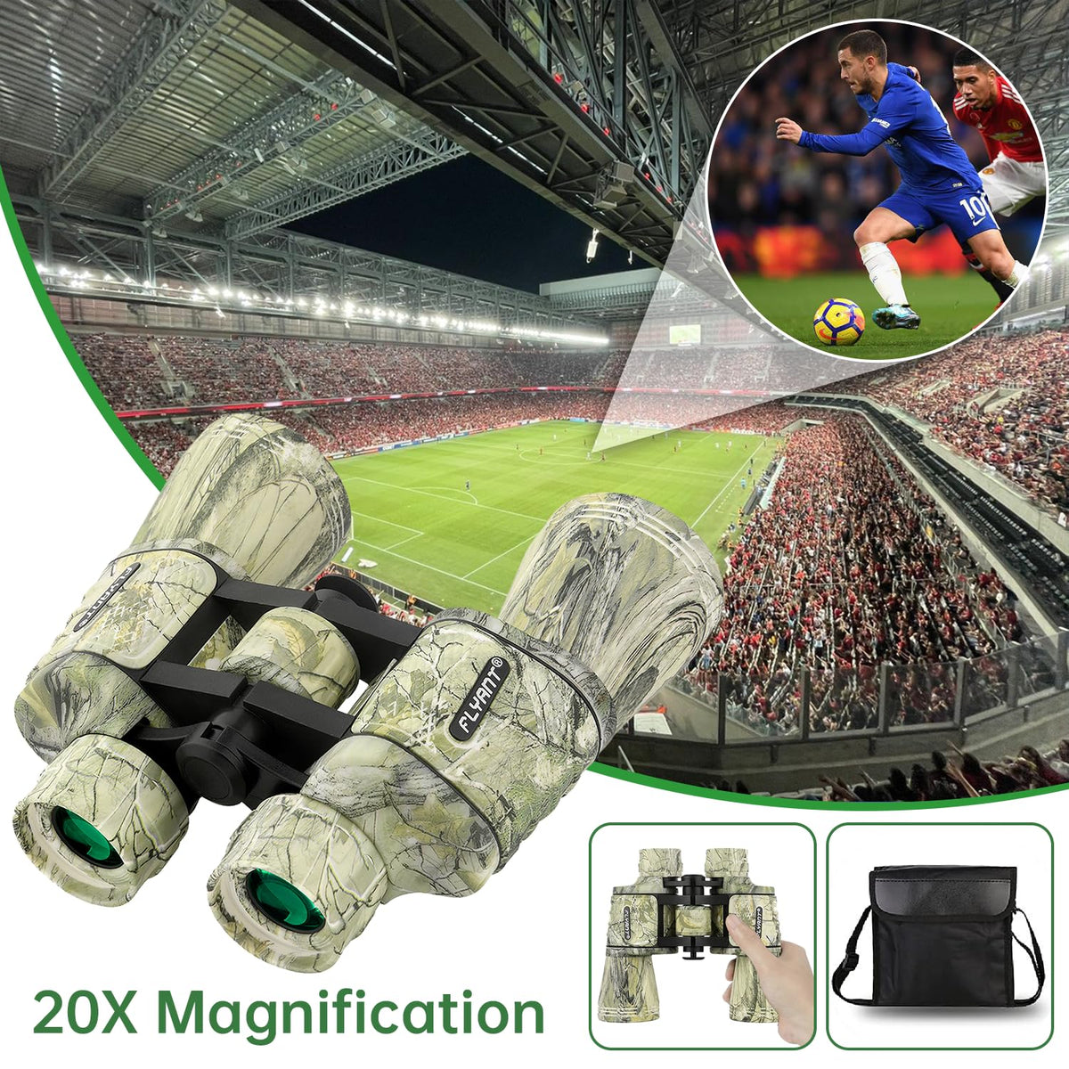 FLYANT 20x50 High Powered Binoculars for Adults, Waterproof Binoculars with Low Light Vision for Bird Watching Hunting